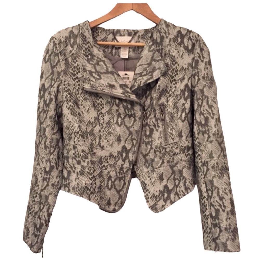 Cache Snake Skin Faux Leather Moto Jacket